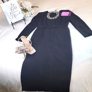 Classic Black Long-Sleeve Sheath Dress